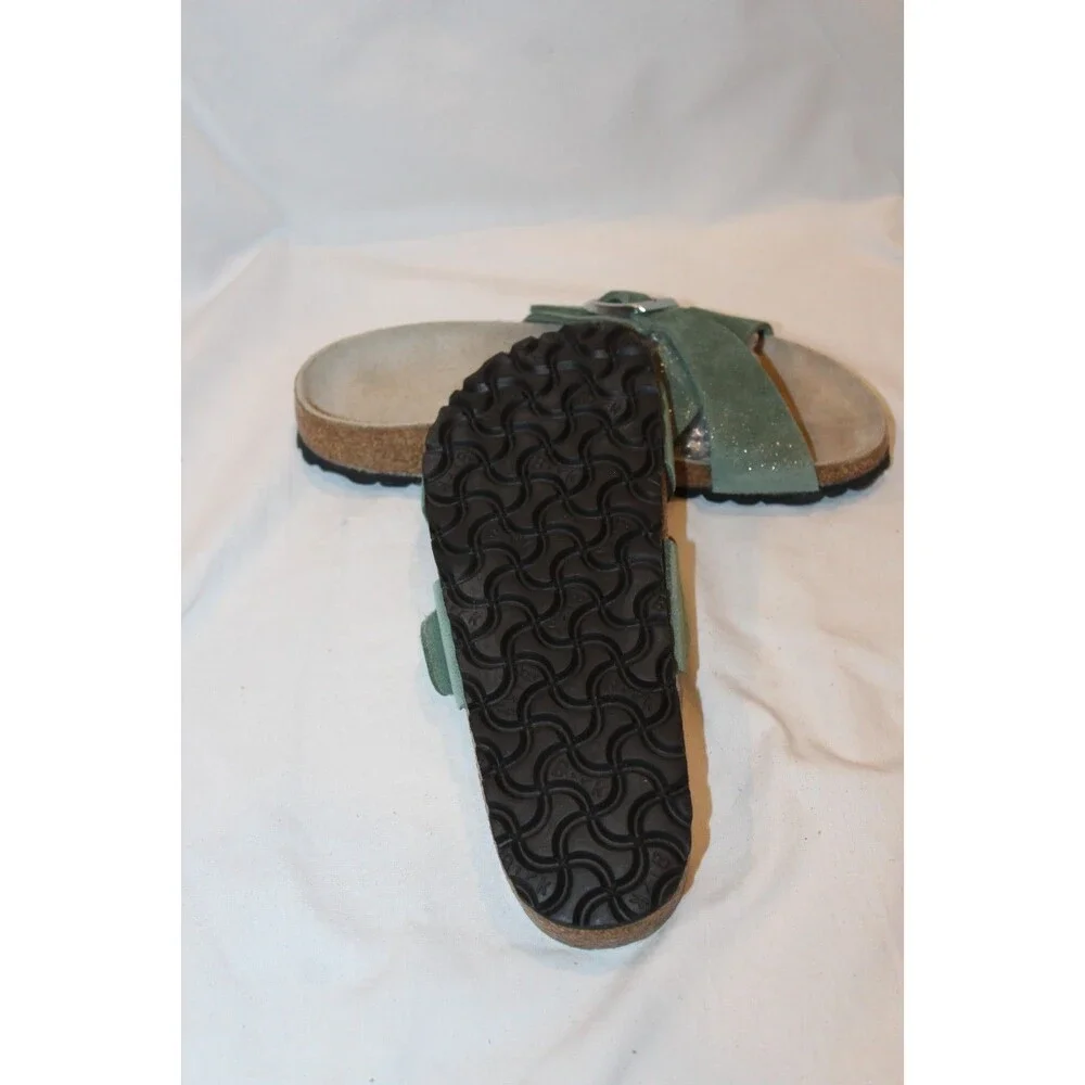 Birkenstock Women's Siena Suede Cross Sandals Thyme Metallic EU 36 NARROW NIB